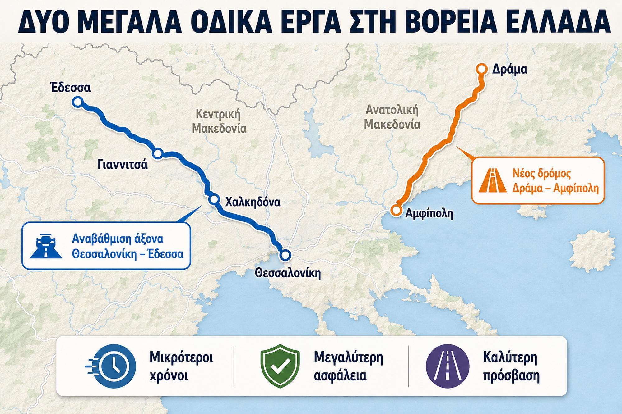 Δύο νέοι οδικοί άξονες αλλάζουν τις μετακινήσεις στη Βόρεια Ελλάδα